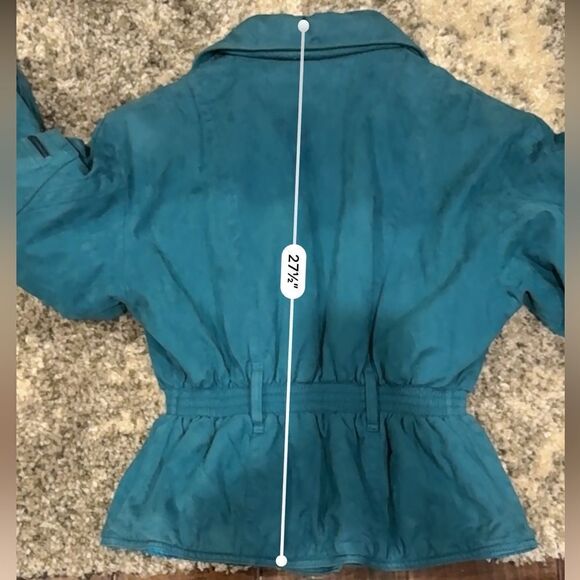 Vintage SKEA Turquoise 80’s Suede Lined Ski Jacket Women’s Puffy Shoulders Sz 8 - Picture 16 of 16